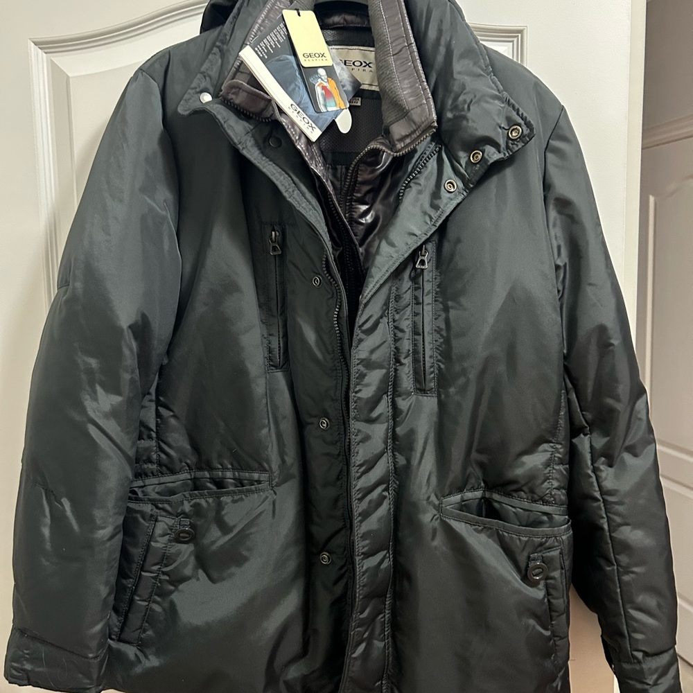 Geox Dark Gray Down-Filled Puffer Jacket for Men NWT